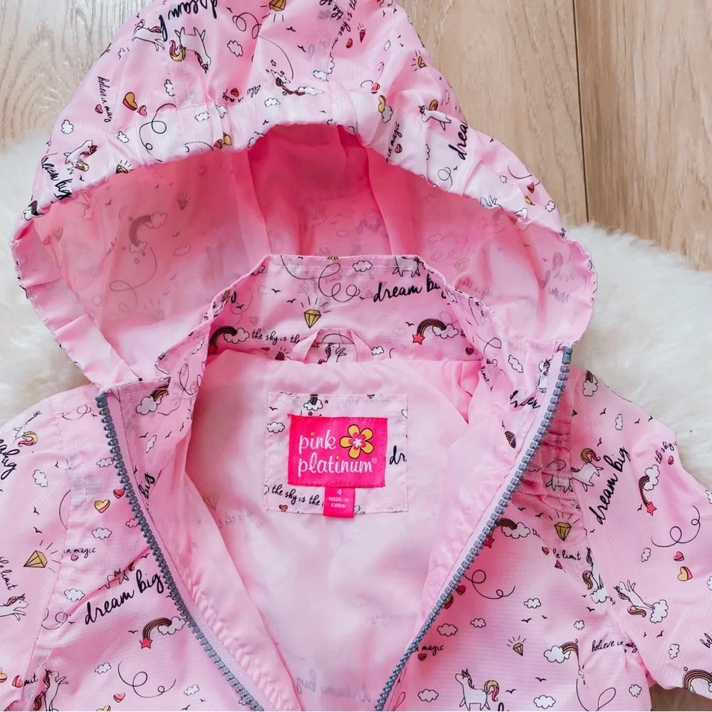 Pink Platinum, unicorn jacket, size 4